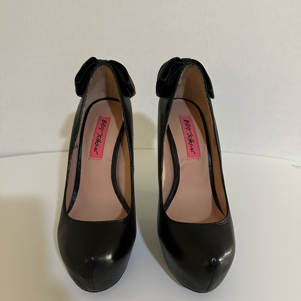 Betsey Johnson Black Heels with Bow Accent